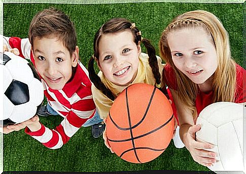 Children with sports balls