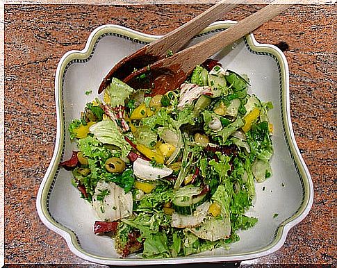 Salad with olive oil