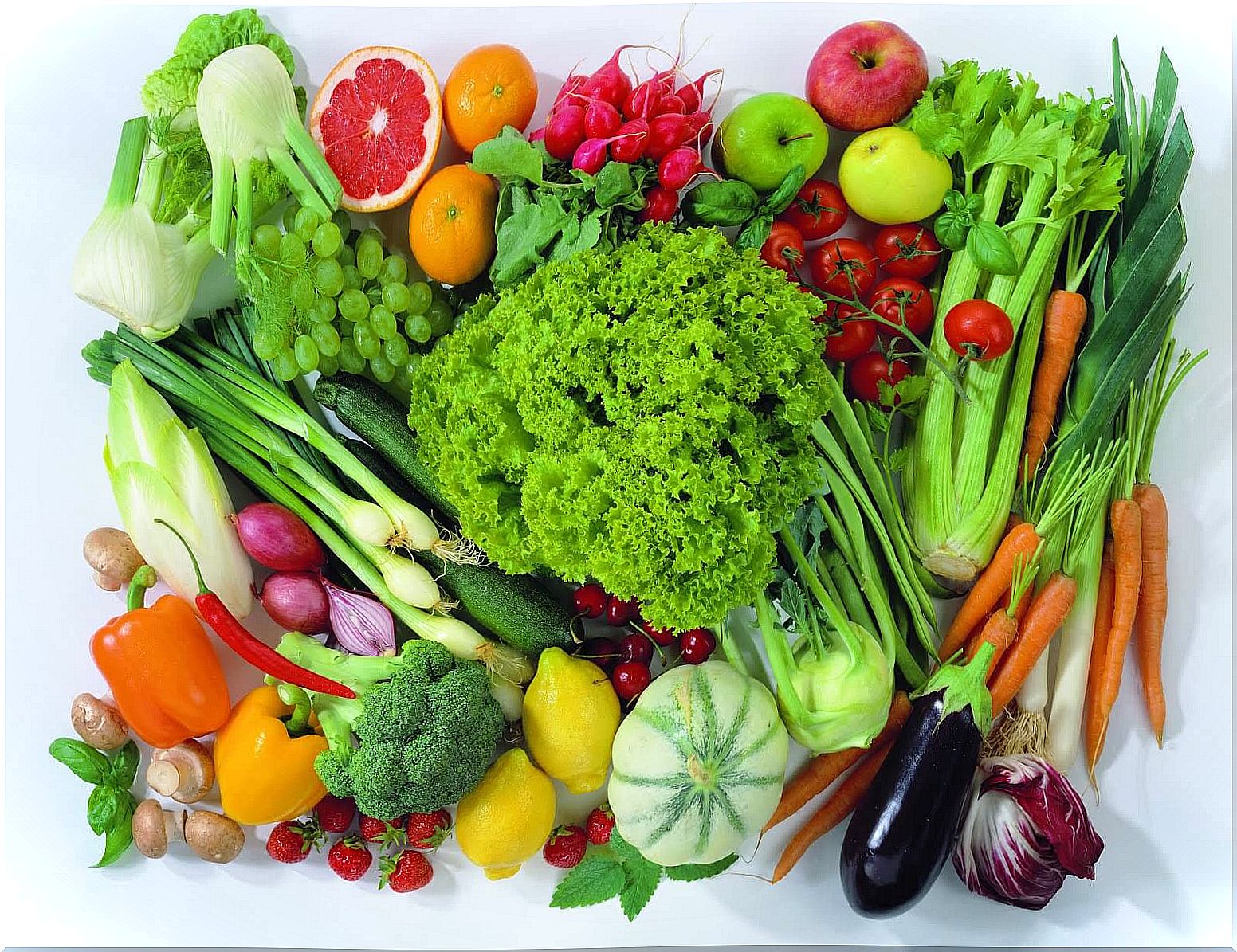 Fiber in fruits and vegetables.