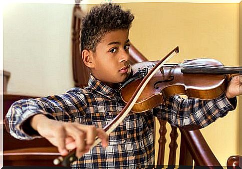 Boy playing violin