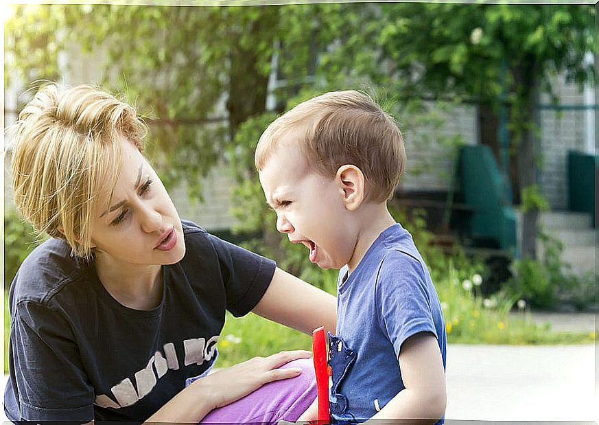 mother calms her son