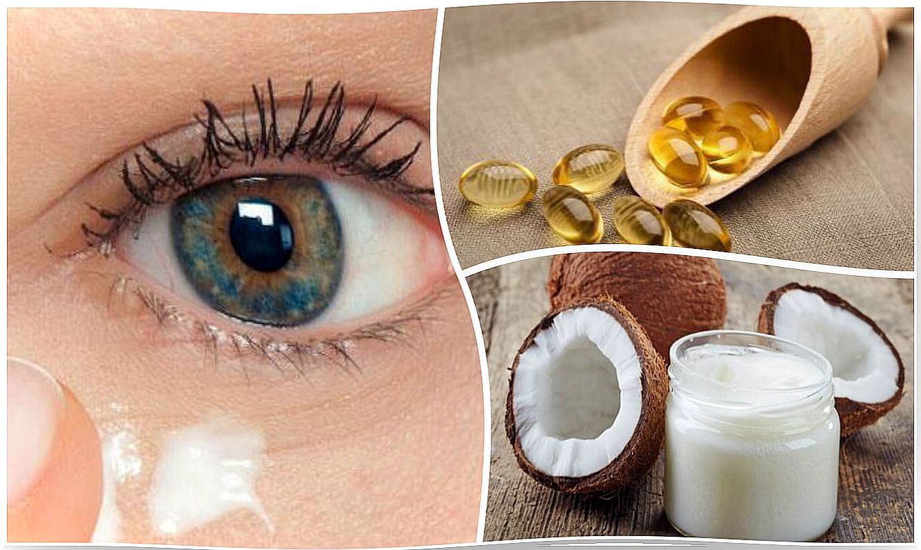 Natural cream with coconut oil to rejuvenate the eye contour