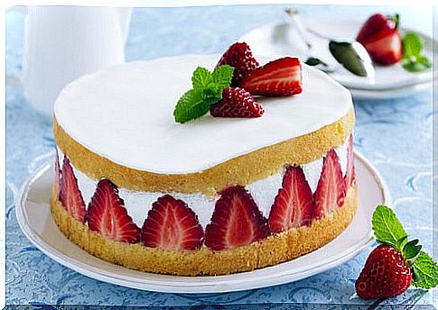 Strawberry shortcake with whipped cream